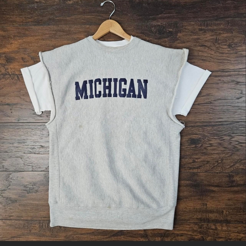 Vintage Champion Reverse Weave Michigan Cut-Off Sleeveless Sweatshirt XL - Picture 2 of 10